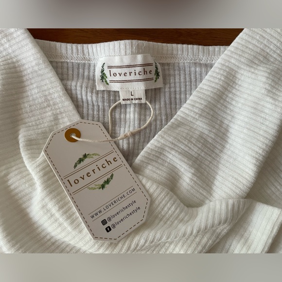 NWT Retro White Off Shoulder Criss Cross Crop Top, Size L - Picture 4 of 7